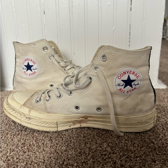 CDG CONVERSE CREAM/WHITE SIZE 8 - Picture 3 of 5